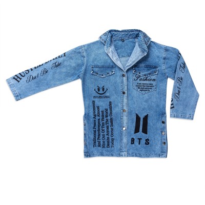 مانتو دخترانه جین مدل اسپرتBTS