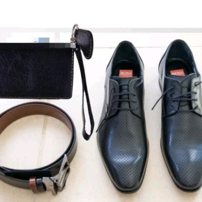 ست 4تیکه مردانه شامل کفش کیف کمربند جاکلیدی مناسب هدیه