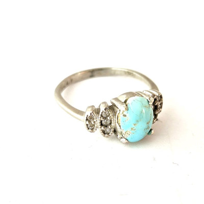 انگشتر نقره زنانه سنگ فیروزه نیشابوری عیار 925 آقابزرگ