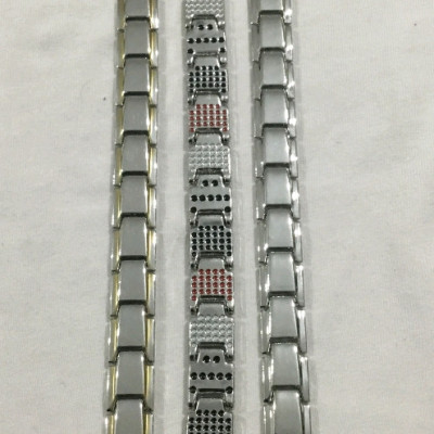 دستبند مغناطیسی سلامت نقره ای با خط طلایی-134703