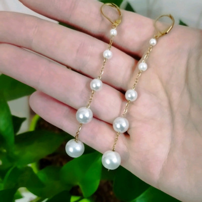 گوشواره مروارید آویز ریز تا درشت استیل