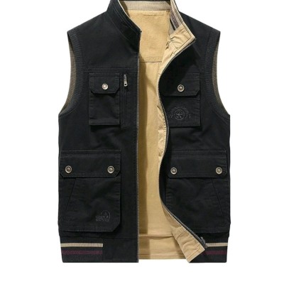 جلیقه دورویه کتان سنگشور جیب