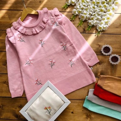 بلوز بافت دخترانه گلدوزی شده