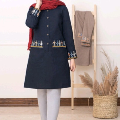 مانتو نخی گلدوزی شده مدل رویا 5 رنگ و 5 سایز-154012