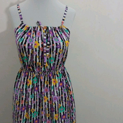 پیراهن روزمره زنانه نخی مدل کوتاه بندی