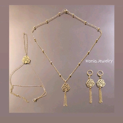 نیمست گردنبند گوشواره و تمیمه استیل