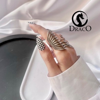 انگشتر جئومتریک استیل رنگ ثابت