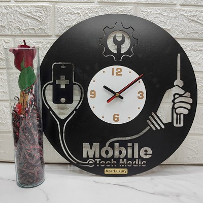 ساعت دیواری آذرلاکچری طرح موبایل فروشی کد Mob01