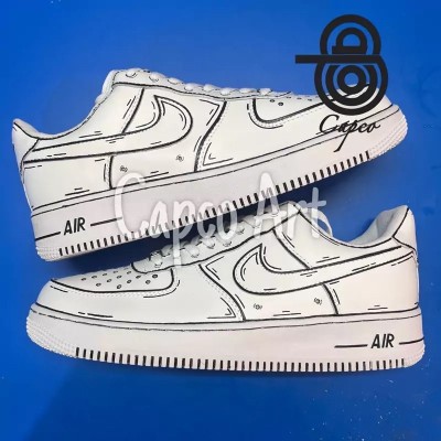 کتانی کاستوم طرح کارتونی دوبعدی مدل نایک ایرفورس اسپرت زنانه و مردانه