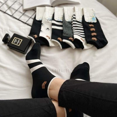 جوراب مچی طرح تدی سیاه و سفید-148477