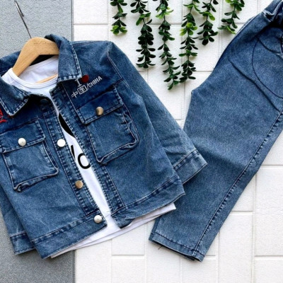 ست سه تیکه جین آبی