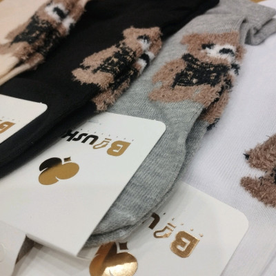 جوراب جنس کتان زنانه و دخترانه ساق کوتاه خرسی