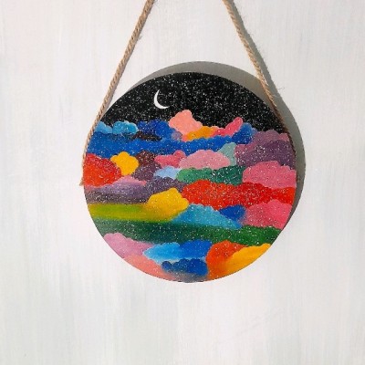 دیوار کوب چوبی ابر رنگی