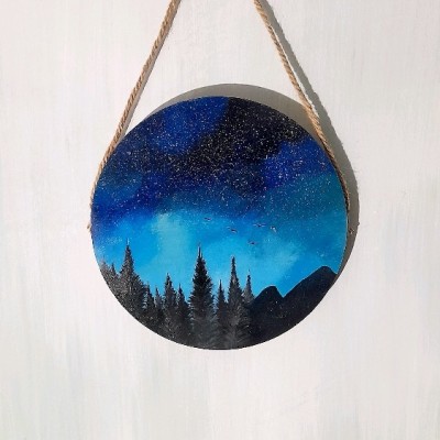 دیوار کوب چوبی آسمان شب