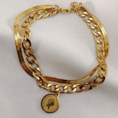 دستبند دو ردیفه استیل و رنگ ثابت ماری و کارتیر