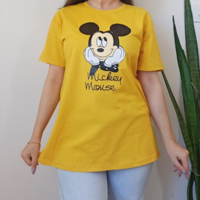 تیشرت نخ پنبه خالص طرح میکی موس تیشرت دخترانه تیشرت زنانه نخپنبه-140579