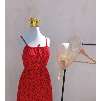 پیراهن زنانه کوتاه بندی نخی طرح پاپیون