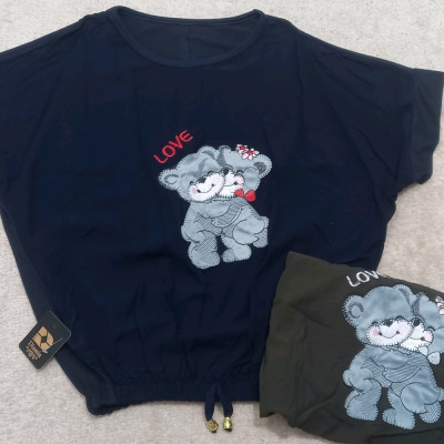 کراپ دخترانه طرح خرس نخی