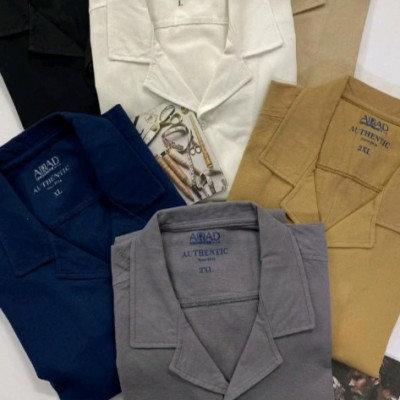 پیراهن مردانه کنفی یقه انگلیسی دو رنگ و سایزبندی لارج تا دوایکس لارج