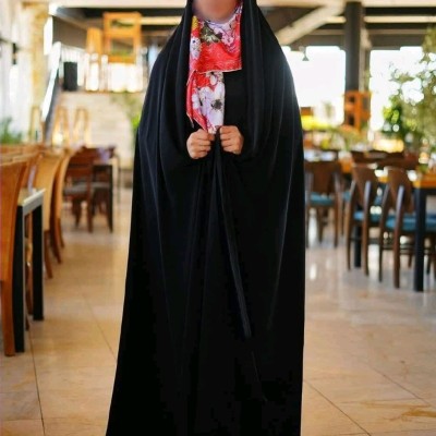 چادر ساده ایرانی کرپ لب ترک حریر الاسود