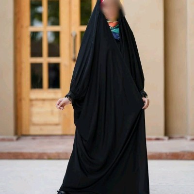 چادر جده پاپیونی تور دار کرپ حریر الاسود