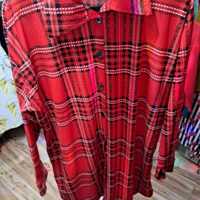 مانتو اسپرت زنانه نخی ایرانی مدل چهارخونه دکمه دار-151861