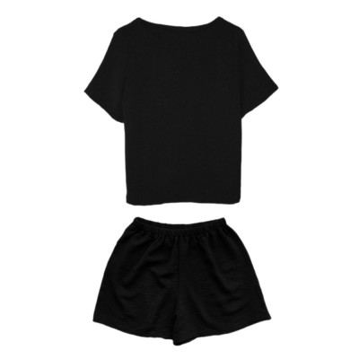 تیشرت و شلوارک نخی ابروبادی سایز 32 تا 62 رنگ مشکی آبی نفتی سبز