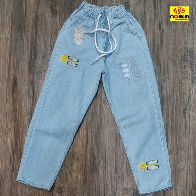 شلوار لی یخی مام استایل فیت زاپ داردخترانه سایز 75-132698