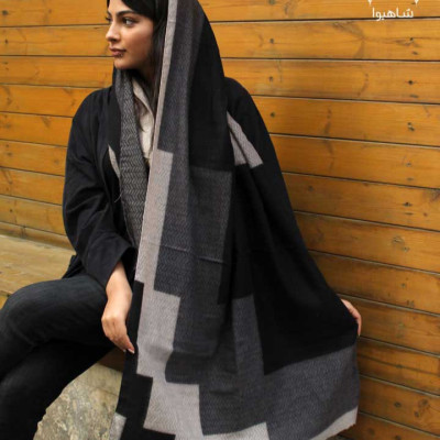 شال موهر چاپ خیس قواره 190 در 70 رنگ طوسی مشکی-143434