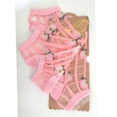 جوراب زنانه مدل شیشه ای گل دار - کد 2-01268 بسته 2 عددی-134397