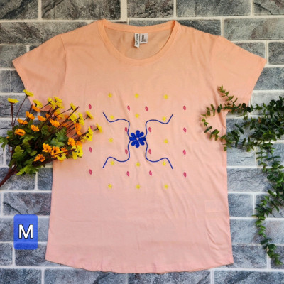 تیشرت پنبه وارداتی زنانه طرح کار گلدوزی