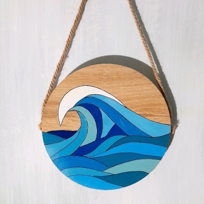 دیوار کوب چوبی طرح دریا