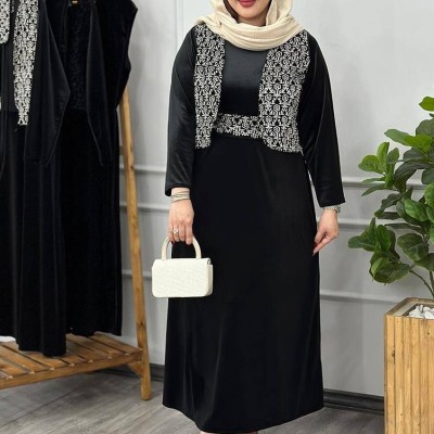 کت سارفون مخمل با کمربندمجلسی مدل ستاره - 1328-155431