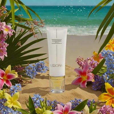 کرم ضد آفتاب SPF50 بی رنگ مناسب انواع پوست لدورا کر 80 میلی لیتر