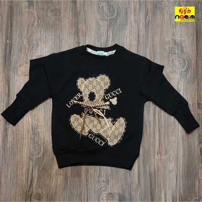 بلوز فینگر دار دخترانه دورس پنبه 2نخ خرسی سایز45 تا 65