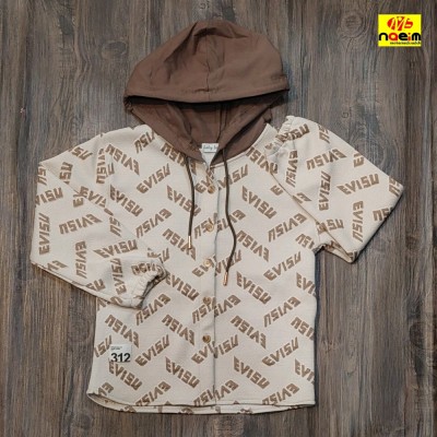 سوییشرت اسپرت دکمه خور طرح برجسته و بیسکوییتی سایز 55 تا 65