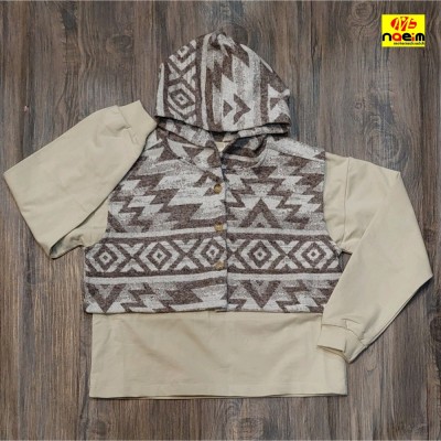 ست دو تیکه سوییشرت جلیقه ایی کوتاه و طرحدار و بلوز اسپرت سایز55تا65