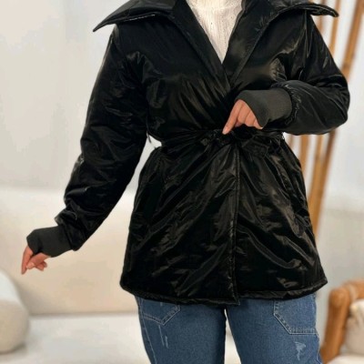 کاپشن سیلیکونی امبردی شده داخل پشم شیشه آستردار یقه پهن فینگردار