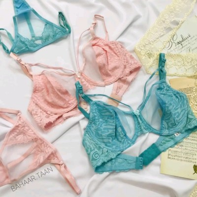 ست لباس زیر زنانه نوشه پوش سورمه ای