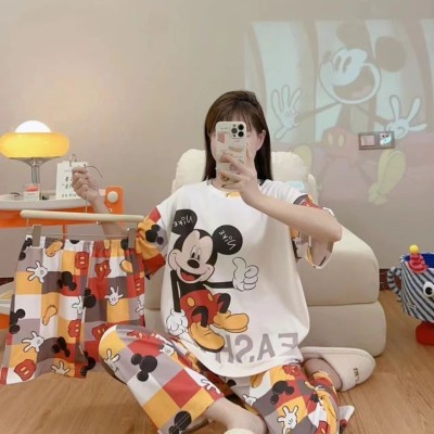 ست بلوز و شلوار و شورتک سه تکه کره ای طرح میکی موس پازلی کد 091