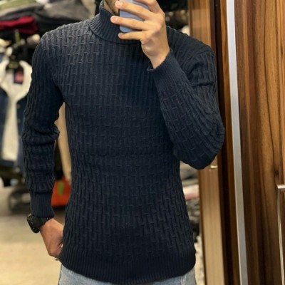 پلیور یقه اسکی جذب ضخیم کیفیت بالا رنگ سرمه ای سیر