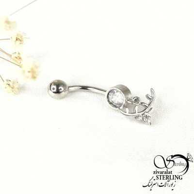 پیرسینگ ناف نقره آویز شاخ گوزن کد 9147-133368