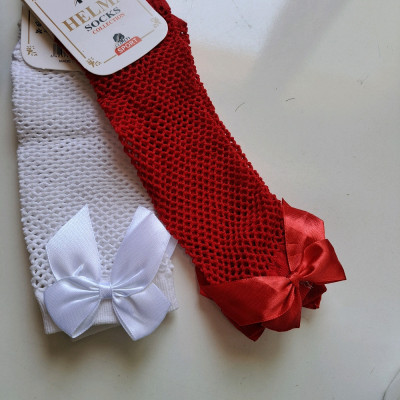 جوراب دخترانه کودک و بزرگسال مدل توری یا لانه زنبوری سفید مشکی قرمز