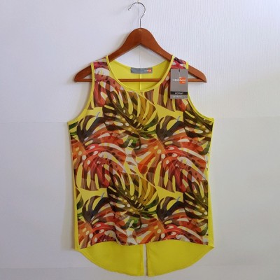 تاپ زنانه حریر زرد طرح هوایی برند Intelligent ایتالیا