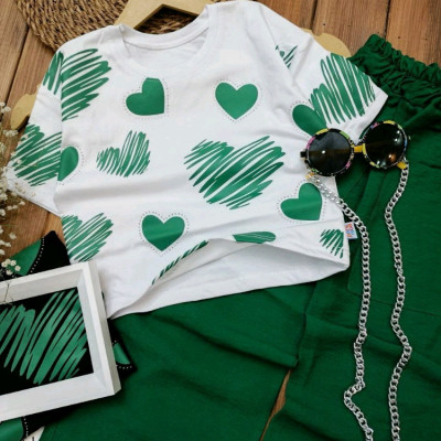 ست کراپ شلوار قلبی سایز 50