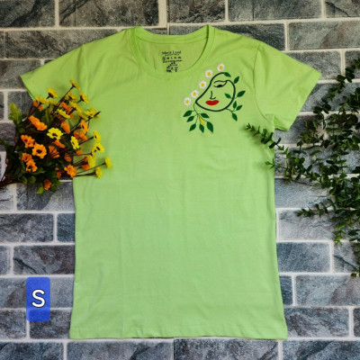 تیشرت پنبه وارداتی طرح گلدوزی رخ