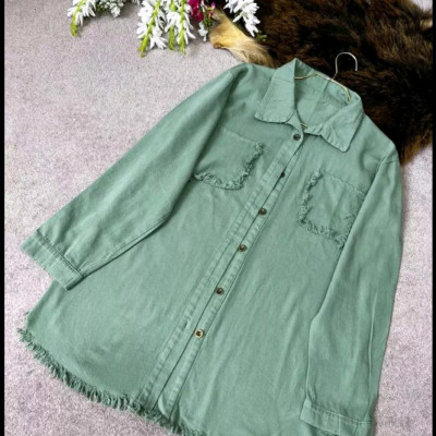 مانتو اسپرت زنانه کتان مدل ریشدار کتان-142235