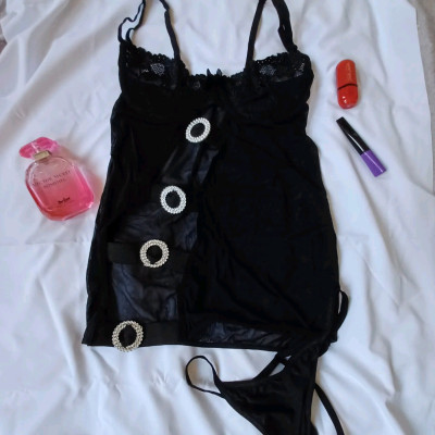 لباسخواب مدل پیراهنی کاپ فنردار همراه با شورت لامبادافری سایز(36 42)