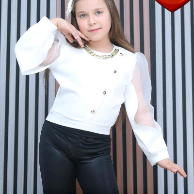 شومیز کراپ جلو دکمه دار زنجیری