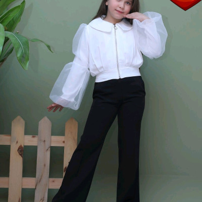 کراپ جلو زیپ دار یقه خرگوشی